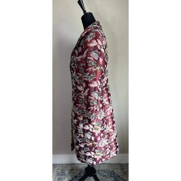 VINCE CAMUTO Women's Floral Tapestry Burgundy Topper Mid Length Jacket Size 14 - Picture 5 of 10